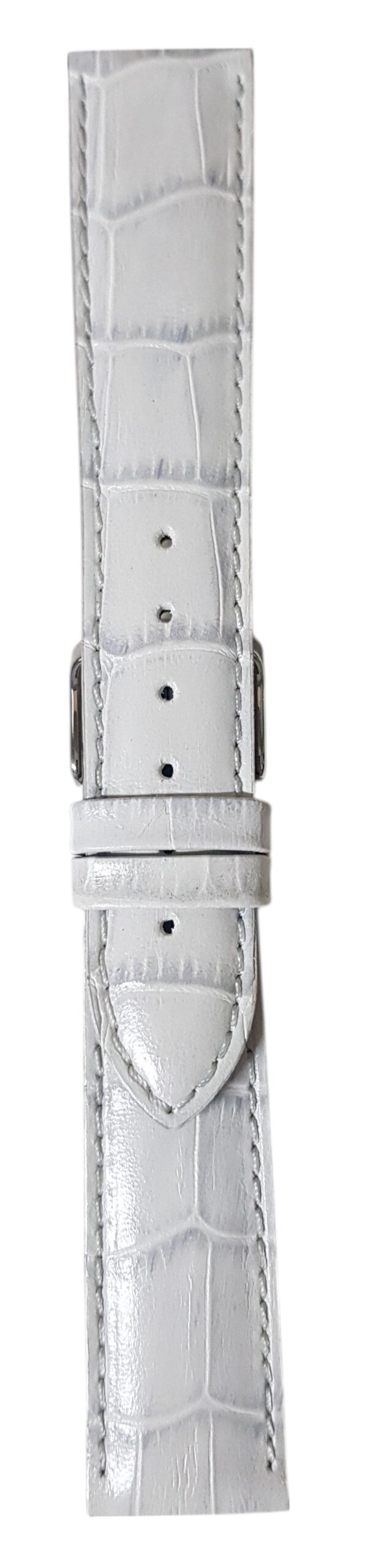 Cinturino in pelle stampata cocco, tranciato imbottito, parallelo punta lancia
20 mm grigio chiaro