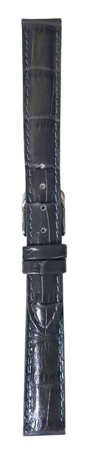 Cinturino in pelle stampata cocco, tranciato imbottito, parallelo punta lancia
16 mm grigio scuro