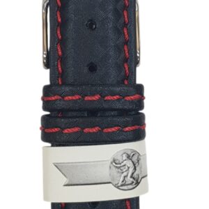 Cinturino in fibra di carbonio 20 mm nero impuntura rossa
