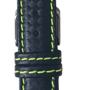 Cinturino in fibra di carbonio 20 mm nero impuntura verde