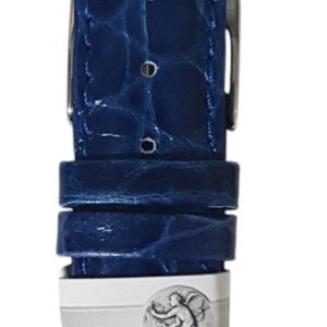 Cinturino in pelle coc&ograve; imbottito tranciato22 mm blu XL