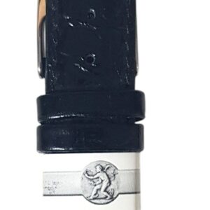 Cinturino in pelle coc&ograve; imbottito tranciato22 mm nero XL