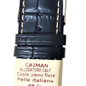 Cinturino in cuoio alligatore calf stampato modello Caiman
24x20 mm nero