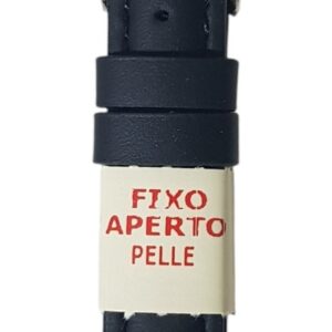 Cinturino in pelle liscio aperto fod. per anse fisse 16 mm nero