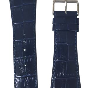 Cinturino in pelle stampato ribordato calf 30 mm blu
