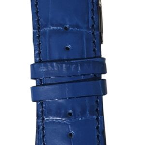 Cinturino in pelle mm 32 azzurro stampa alligatore
