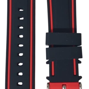 Cinturino in silicone bicolore 22mm nero/rosso