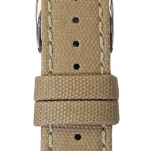 Cinturino in cordura canvas idrorepellente, fondo in lorica
18 mm Khaki