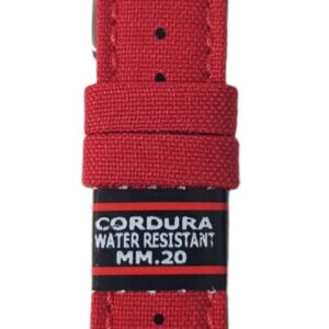 Cinturino in cordura canvas idrorepellente, fondo in lorica
24 mm rosso