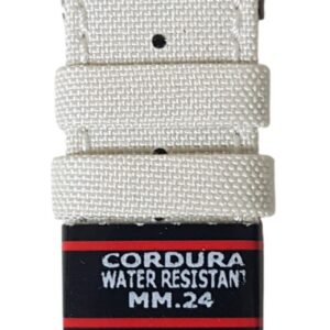 Cinturino in cordura canvas idrorepellente, fondo in lorica
24 mm grigio chiaro