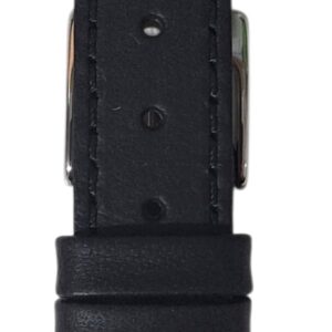 Cinturino tr.cuoio ingrassato parallelo punta lancia 14 mm nero