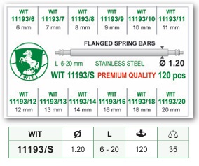 Ansette acciaio inox &oslash; 1.20 mm assortimento 120 pzz