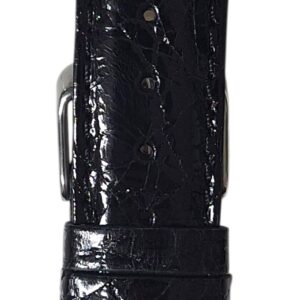 Cinturino in vero coccodrillo semi bombato 22 x 18 mm nero Bornabari