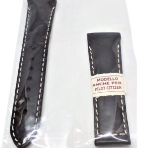 Cinturino in pelle imbottito ideale per Citizen Pilot 23 mm nero