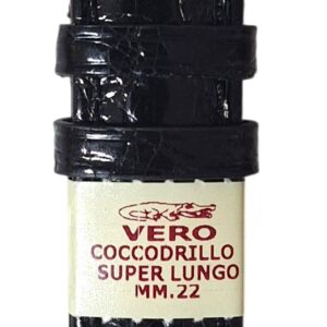 Cinturino in vero coccodrillo semi bombato
22 mm nero XL