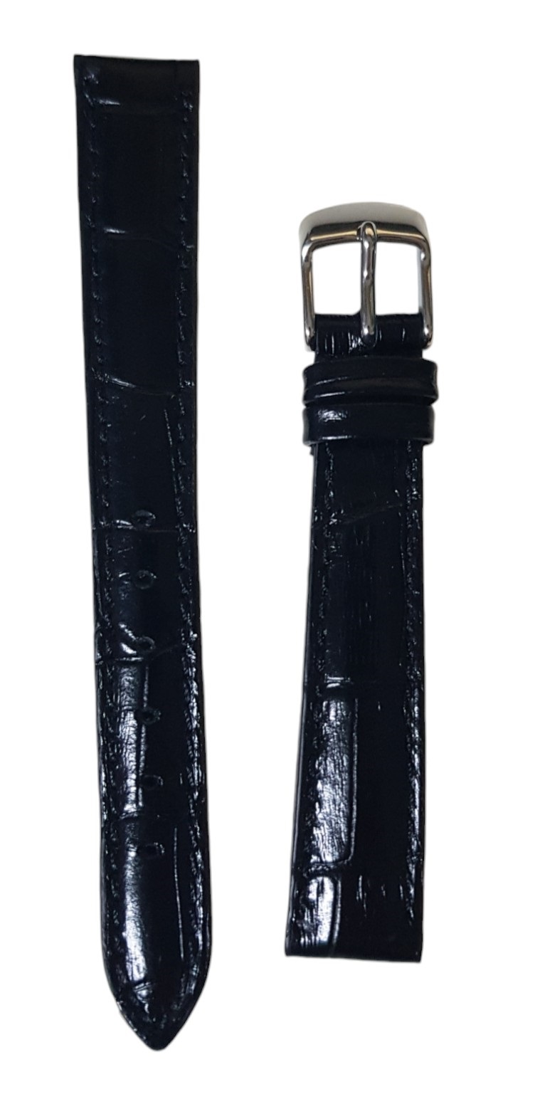 Cinturino in pelle stampata cocco, tranciato imbottito, parallelo punta lancia
8 mm nero Bornabari